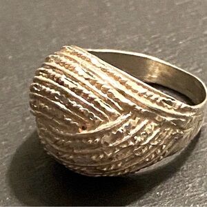 Vintage Mid Century Sterling Silver Huge Overlapping Weaved Dome Ring.